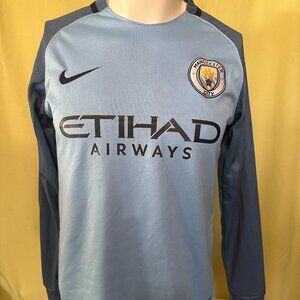 Manchester City Nike Dri Fit Men's Blue Long Sleeve Athletic Shirt Large